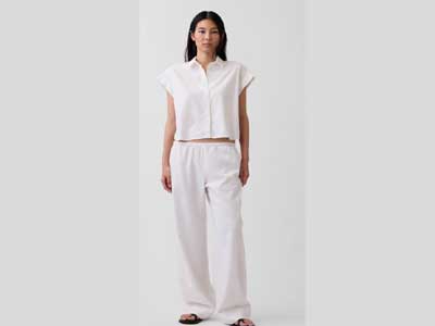 Linen-Blend Easy Wide-Leg Pants